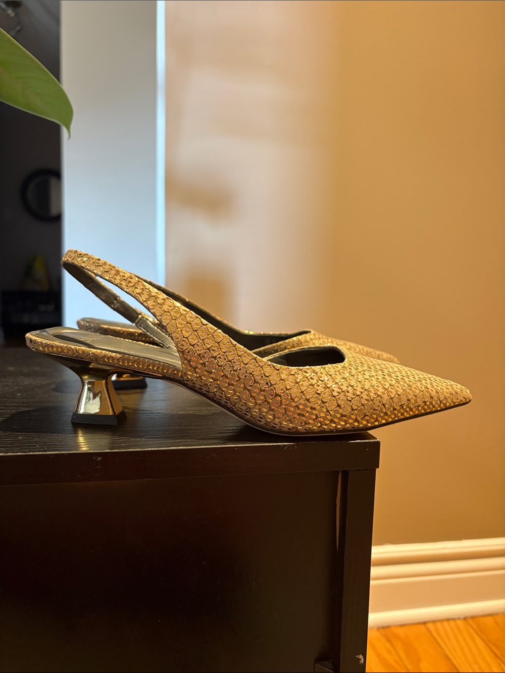 SARTO By Franco Sarto Gold Textured Slingback Pumps